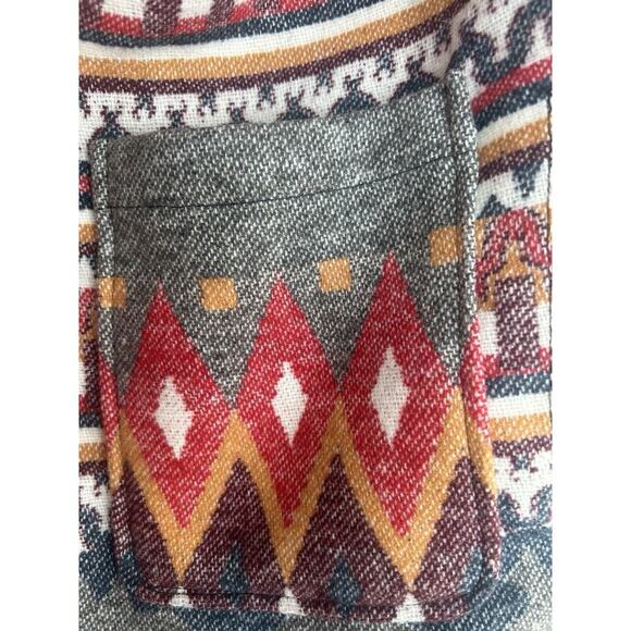 Me Jane Aztec Navajo Print Vest Womens Tag M Wool Blend Faux Fur Southwestern - Picture 7 of 16